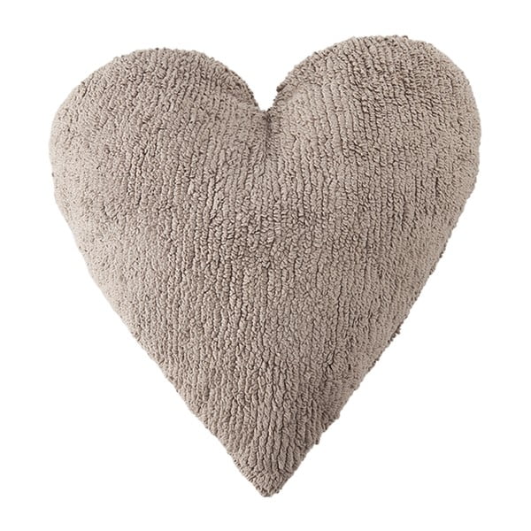 Béžový bavlněný ručně vyráběný polštář Lorena Canals Heart, 47 x 50 cm