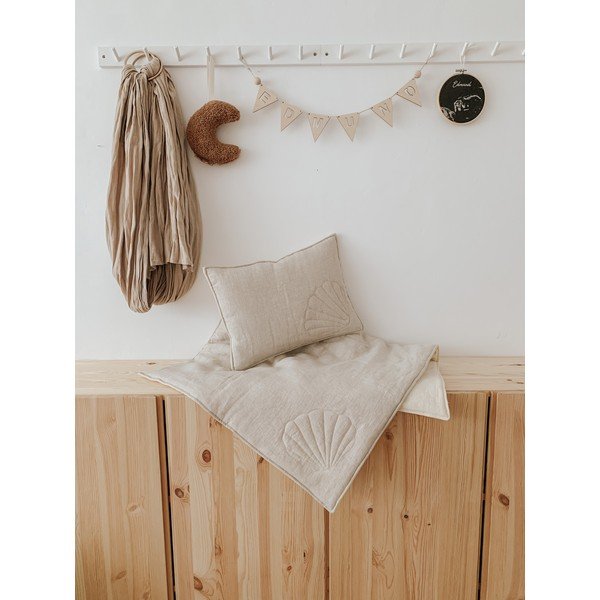 Béžová lněná souprava do postýlky Sand - Moi Mili-image-2