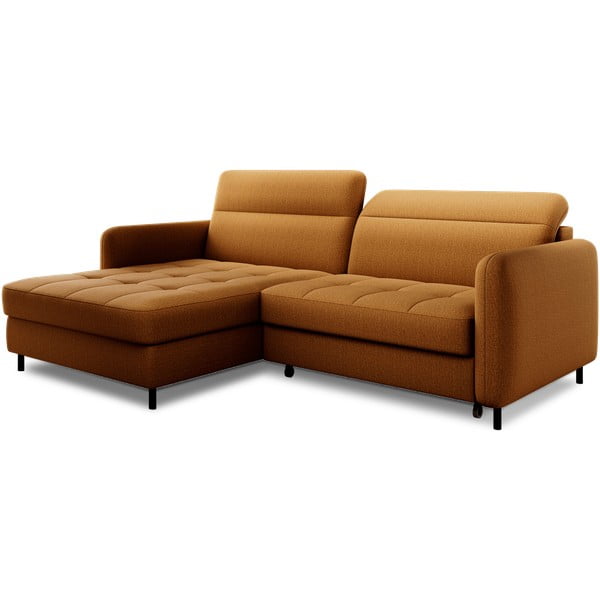 Žlutá sametová rozkládací/s úložným prostorem rohová pohovka (levý roh/s lenoškou) Gomsi – ELTAP-image-2