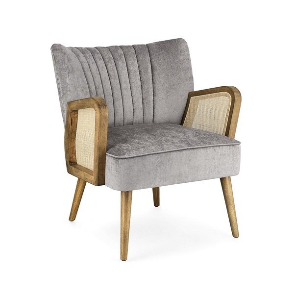 Šedé sametové křeslo Virna – Bizzotto