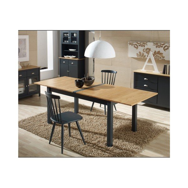 Antracitově šedý rozkládací jídelní stůl z masivního borovicového dřeva Marckeric Jade, 150 x 85 cm-image-3