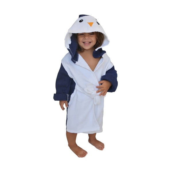 Bílo-modrý bavlněný dětský župan velikost S Penguin - Rocket Baby