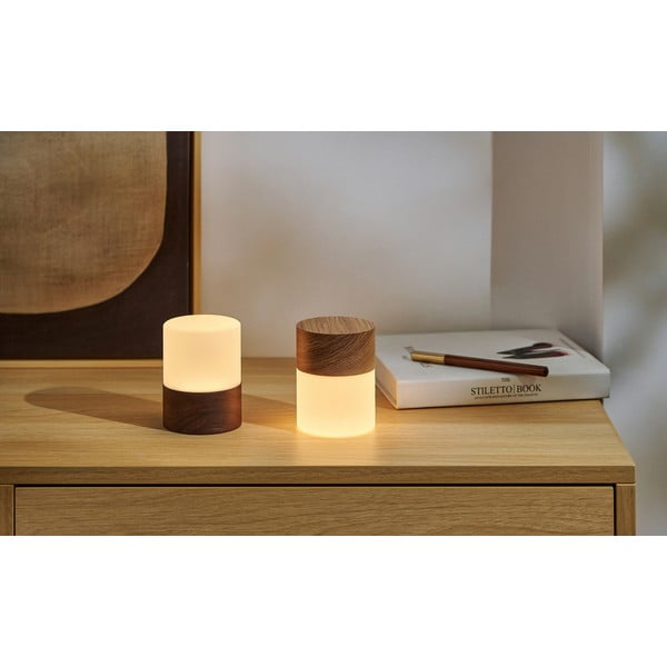 Stmívatelná stolní lampa v přírodní barvě se skleněným stínidlem (výška 10,5 cm) Lemelia – Gingko-image-1