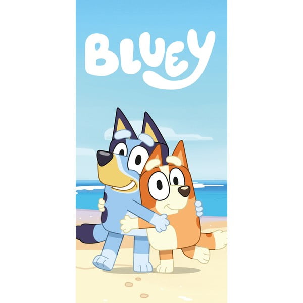 Modro-béžová bavlněná dětská osuška 70x140 cm Bluey "Beach" – Jerry Fabrics