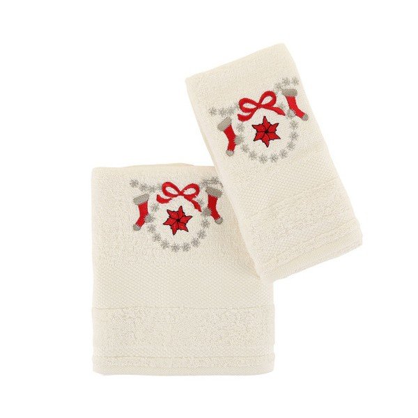 Vánoční sada bílého ručníku a osušky Corap