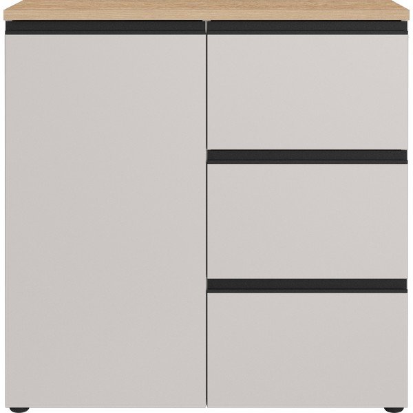 Šedobéžová/ve světle přírodní barvě komoda 90x91x41 cm Cormano – Germania-image-4