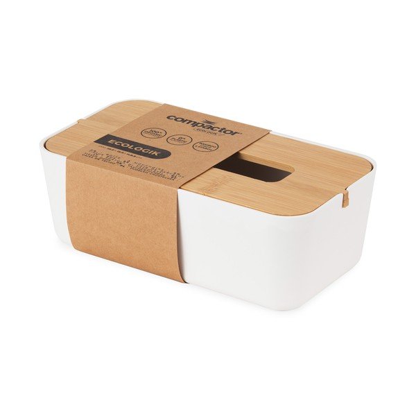Bílý box na kapesníky s bambusovým víkem Compactor Basic-image-3