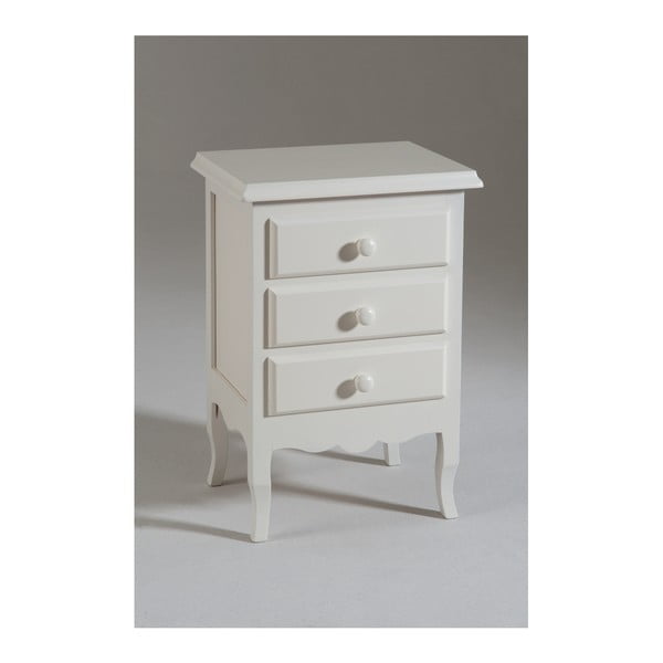 Bílý dřevěný noční stolek se 3 zásuvkami Castagnetti Mare