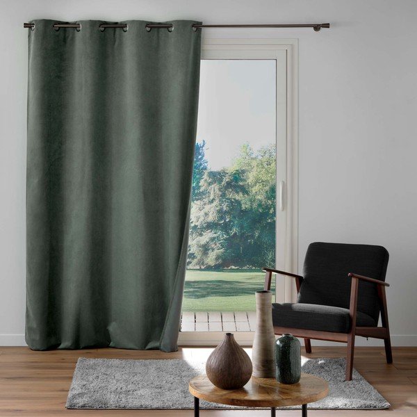 Khaki sametový závěs 140x260 cm Olympe – douceur d'intérieur-image-1