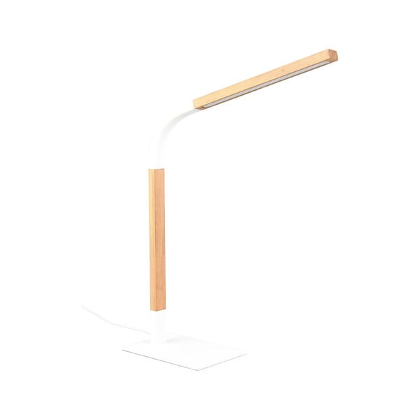 LED stmívatelná stolní lampa v bílé a přírodní barvě s dřevěným stínidlem (výška 73,5 cm) Norris – Trio-image-1