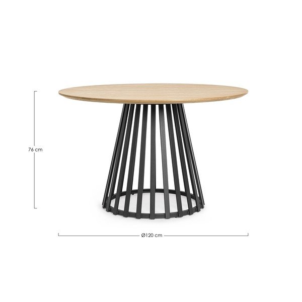 Kulatý jídelní stůl s deskou v dekoru jasanového dřeva ø 120 cm Cillian – Bizzotto-image-4