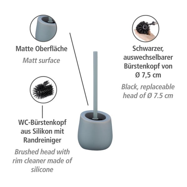 Šedý keramický toaletní kartáč Wenko Badi-image-3
