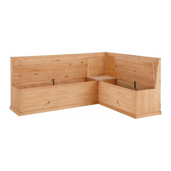 Rohová lavice z borovicového dřeva s úložným prostorem Støraa Silas