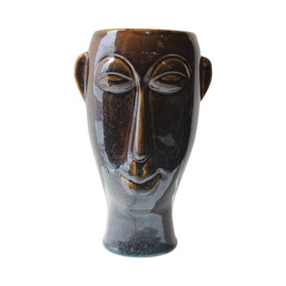 Tmavě hnědá porcelánová váza PT LIVING Mask, výška 27,2 cm
