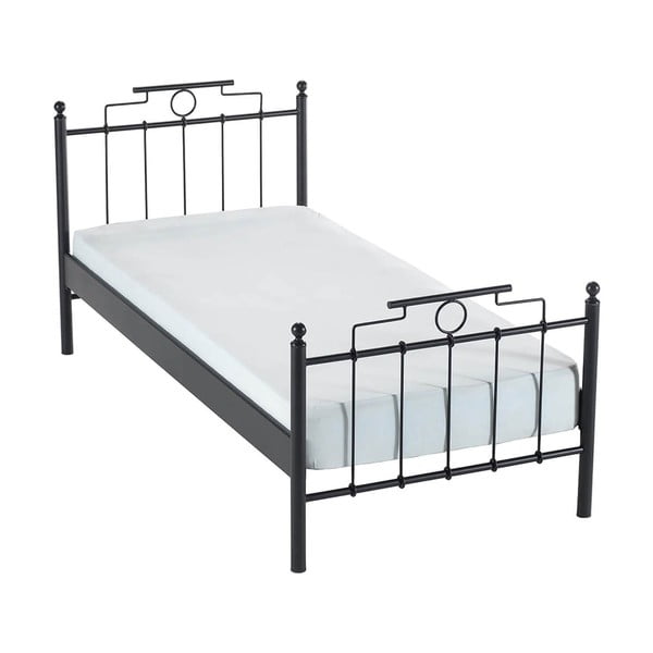 Černá kovová jednolůžková postel s roštem 120x200 cm Hatkus – Kalune Design