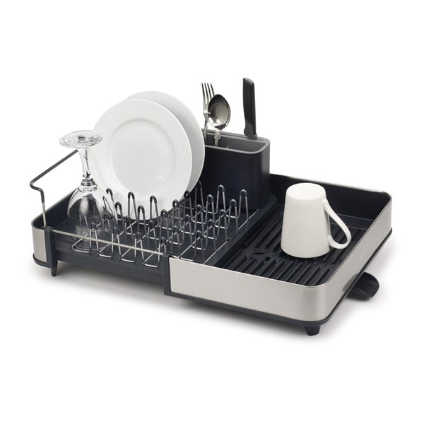 Tmavě šedý nastavitelný odkapávač z nerezové oceli 36x32 cm Extend Steel – Joseph Joseph-image-4