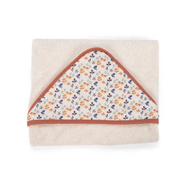 Krémová bavlněná dětská osuška s kapucí 80x80 cm Pomme des Bois – Moulin Roty-image-2