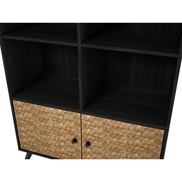 Černá knihovna v dekoru exotického dřeva 92x160 cm Hanoi - Marckeric-image-1