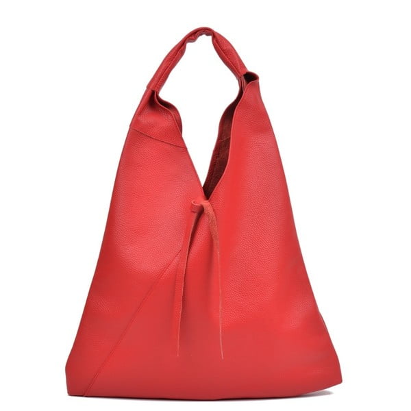 Červená kožená kabelka Anna Luchini Hasico