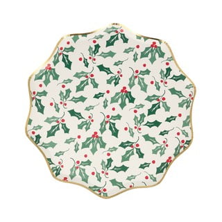 Papírové jednorázové tácky v sadě  8 ks Holly Pattern – Meri Meri