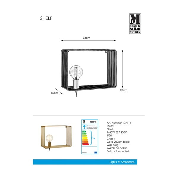 Nástěnné svítidlo ve zlaté barvě Markslöjd Shelf Wall Gold-image-2