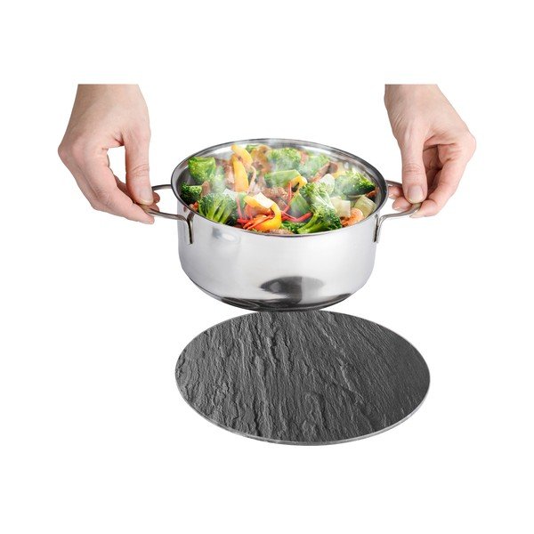 Černá skleněná podložka pod hrnec Wenko Trivet, ø 20 cm-image-2