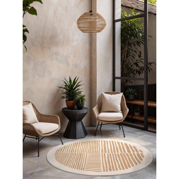 Krémový/v přírodní barvě kulatý vnitřní a venkovní koberec ø 160 cm Haringey Bounds – Ted Baker-image-1