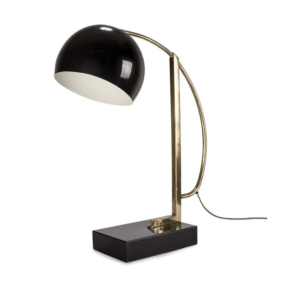 Leskle černá stolní lampa s kovovým stínidlem (výška 56 cm) Antique – HF Living