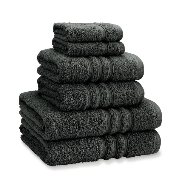 Tmavě šedé froté bavlněné ručníky a osušky v sadě 6 ks Zero Twist – Catherine Lansfield