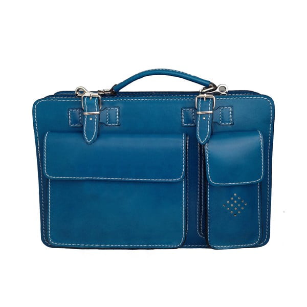 Kožená kabelka/kufřík Dolcetto, modrá
