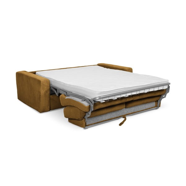 Manšestrová rozkládací pohovka v hořčicové barvě 195 cm Nona – Makamii-image-3