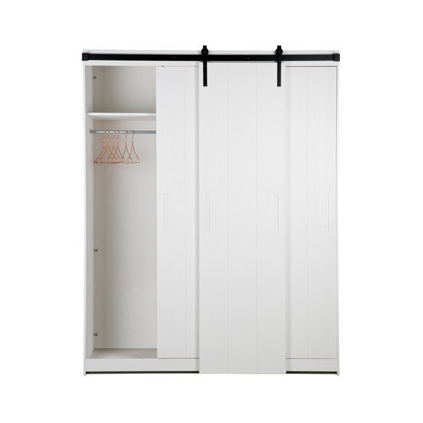 Bílá konstrukce skříně s posuvnými dveřmi WOOOD Luuk-image-4