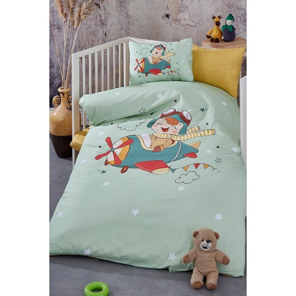 4dílné bavlněné dětské povlečení do postýlky s prostěradlem 100x150 cm Pilot – Mila Home