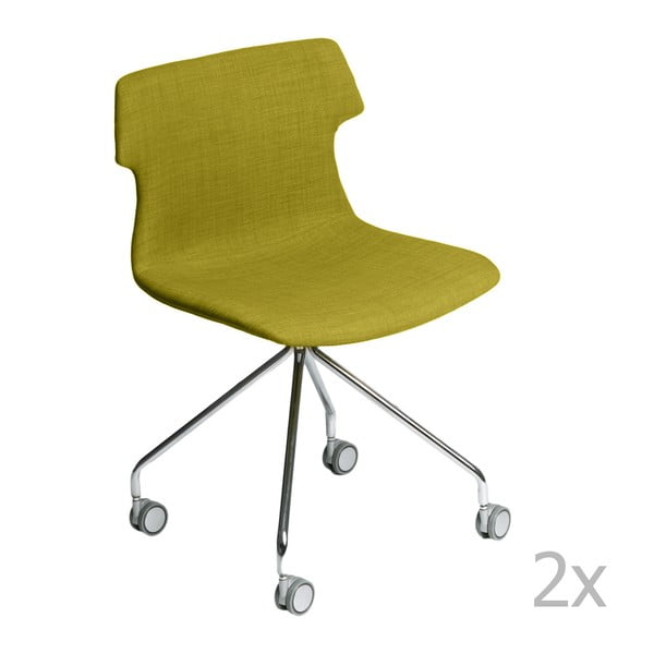 Sada 2 zelených čalouněných židlí D2 Techno Roll