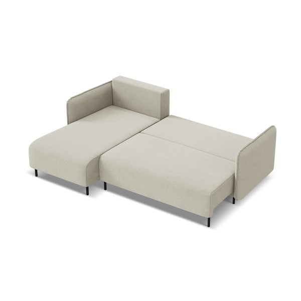 Béžová rozkládací/s úložným prostorem rohová pohovka (levý roh) Luana – Makamii-image-2