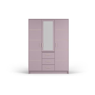 Růžová šatní skříň se zrcadlem 147x200 cm Burren - Cosmopolitan Design