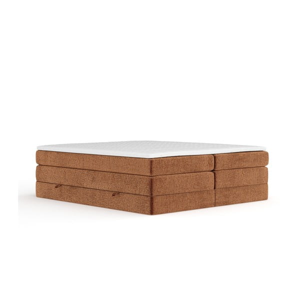 Oranžová boxspring postel s úložným prostorem/bez čela 140x200 cm Juniper – Maison de Rêve