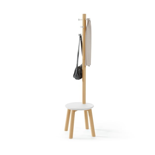 Bílý přírodní věšák z kaučukového dřeva Pillar – Umbra-image-2