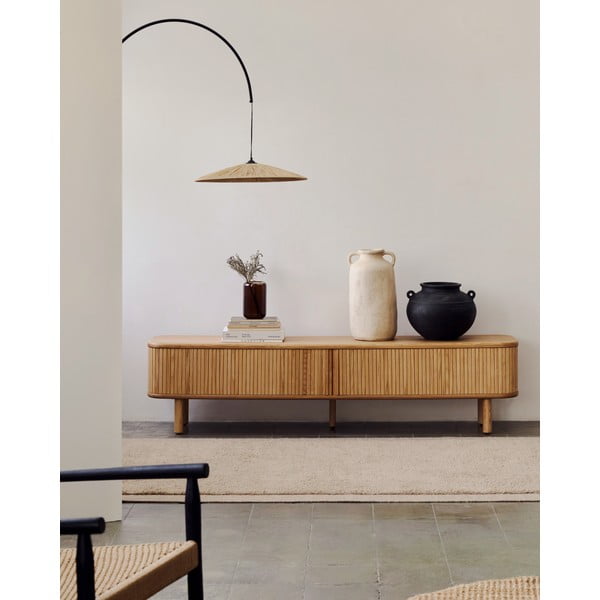 TV stolek v dekoru jasanu v přírodní barvě 200x50x40 cm Mailen – Kave Home-image-1