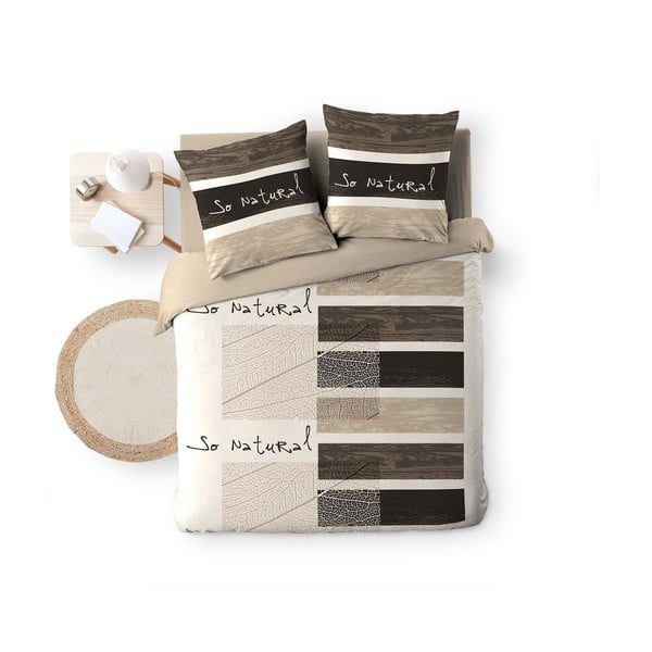 Hnědé bavlněné povlečení na dvoulůžko 200x200 cm So Natural – douceur d'intérieur