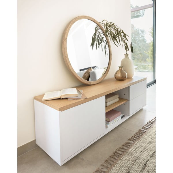 Bílý TV stolek v dekoru dubu 150x44x36 cm Abilen – Kave Home-image-3