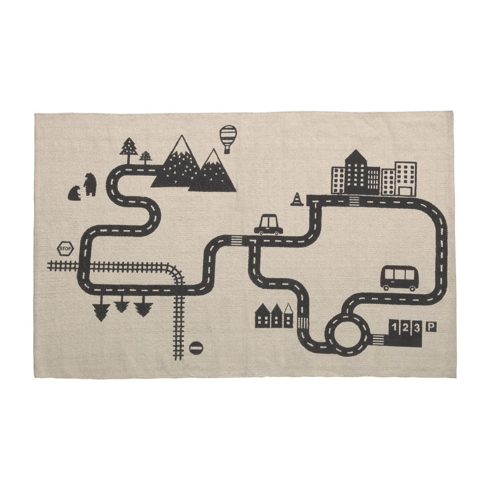 Béžovo-černý dětský koberec z organické bavlny Kave Home Nisi, 75 x 120 cm