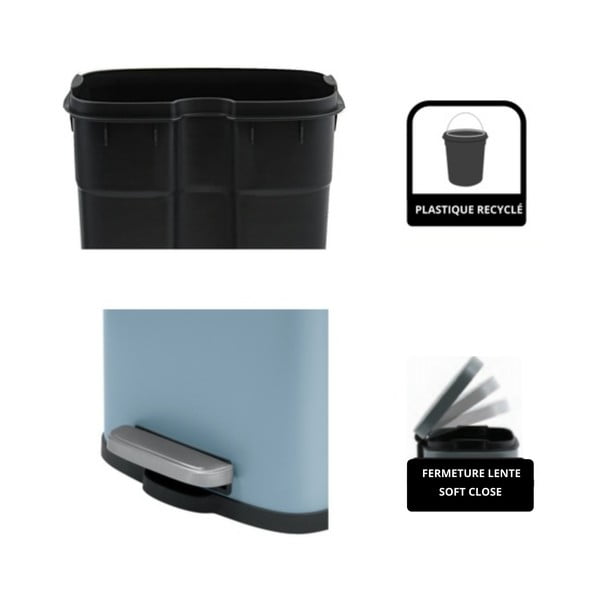 Světle modrý nášlapný ocelový odpadkový koš 5 l   Akira – Spirella-image-4