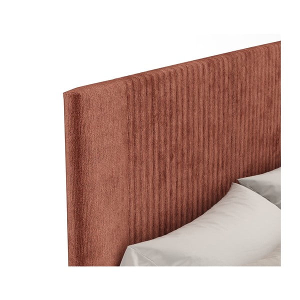 Čalouněná dvoulůžková postel v cihlové barvě s úložným prostorem s roštem 180x200 cm Etero – Maison de Rêve-image-4