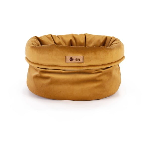 Sametový pelíšek ve zlaté barvě ø 40 cm Basket Royal - Petsy