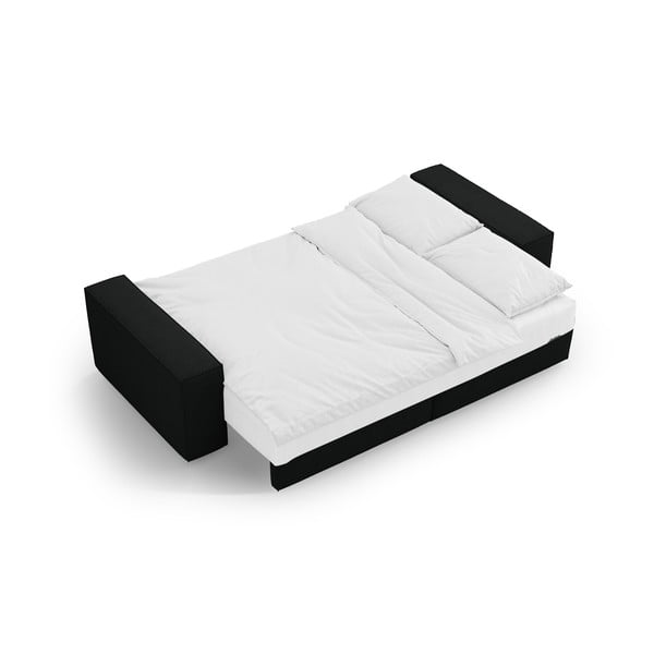 Černá rozkládací pohovka z textilie bouclé 247 cm Jodie – Micadoni Home-image-4