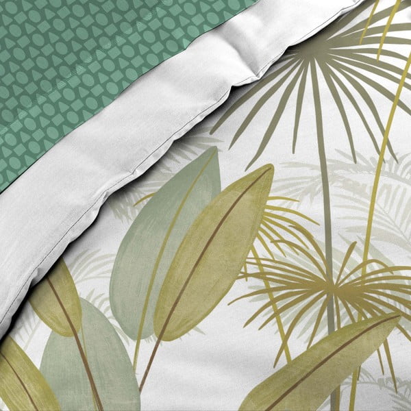 Bílé/zelené bavlněné povlečení na dvoulůžko/prodloužené s prostěradlem/6dílné 240x220 cm Otika – douceur d'intérieur-image-2