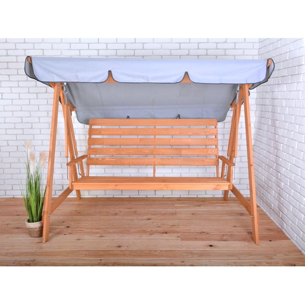 Šedá dřevěná zahradní houpačka Sylva - Rojaplast-image-1