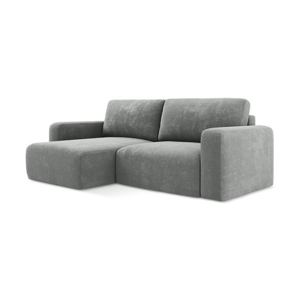 Šedá žinylková rozkládací/s úložným prostorem rohová pohovka (levý roh/s lenoškou) Kona – Makamii-image-2