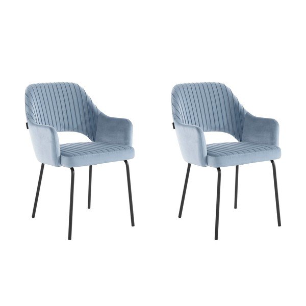 Světle modré sametové jídelní židle v sadě 2 ks Britney - Støraa-image-3
